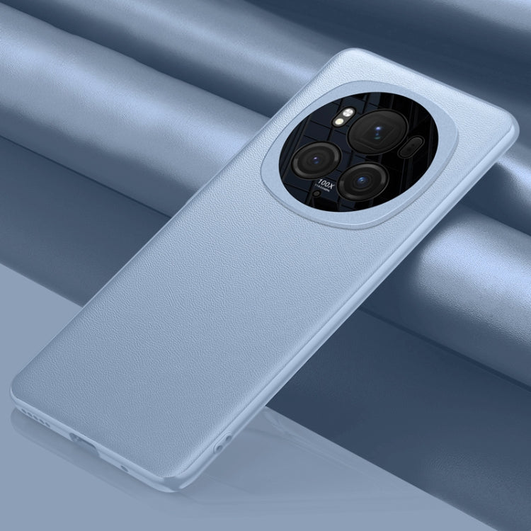 For Honor Magic6 Pro Plain-leather All-inclusive Shockproof Phone Case(Blue)