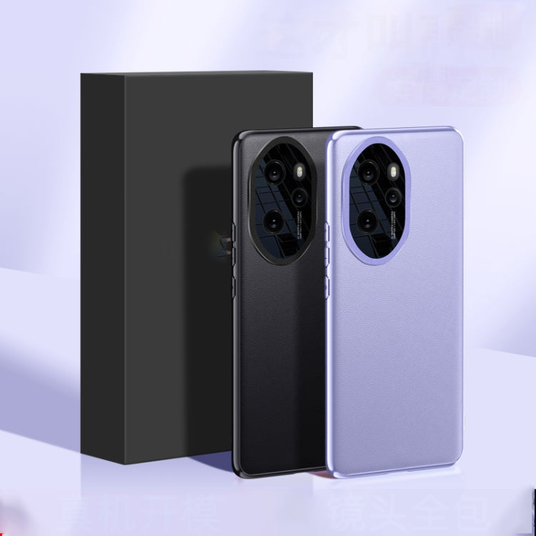 For Honor 100 Pro Plain-leather All-inclusive Shockproof Phone Case(Black)