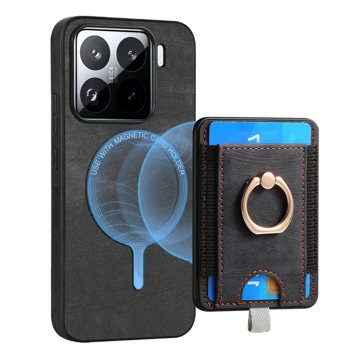For Xiaomi 15 Pro Retro Splitable Magnetic Card Bag Leather Phone Case(Black)
