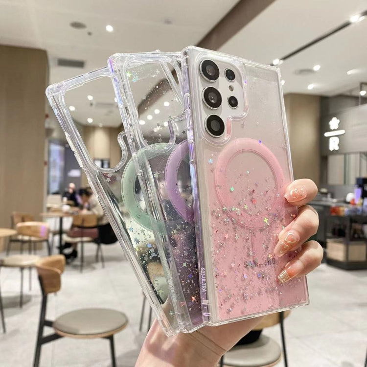For Samsung Galaxy S24 5G MagSafe Glitter Hybrid Clear TPU Phone Case(Pink)