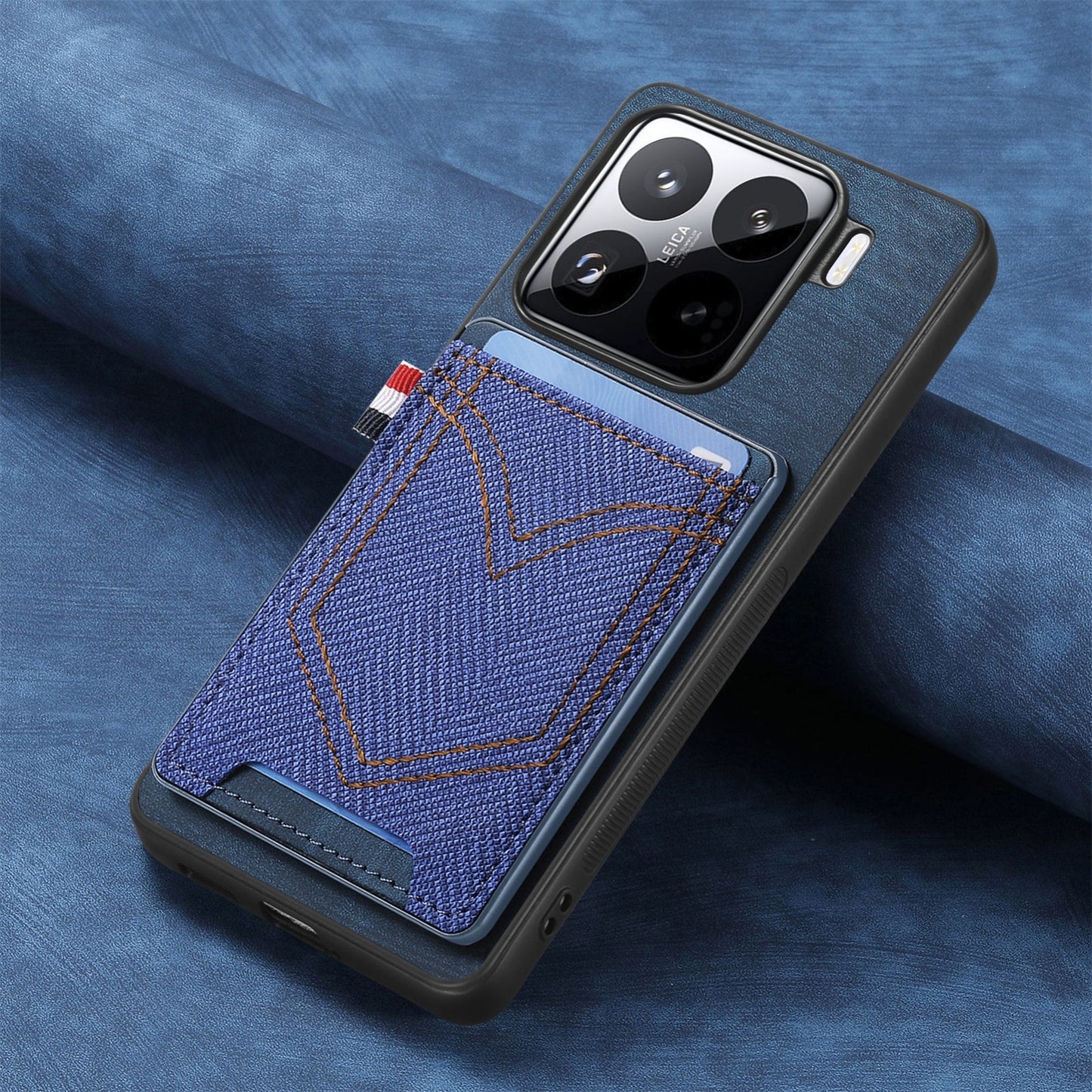 For Xiaomi 15 Denim Texture Leather Skin Phone Case with Card Slot(Blue)