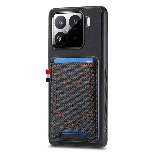 For Xiaomi 15 Pro Denim Texture Leather Skin Phone Case with Card Slot(Black)