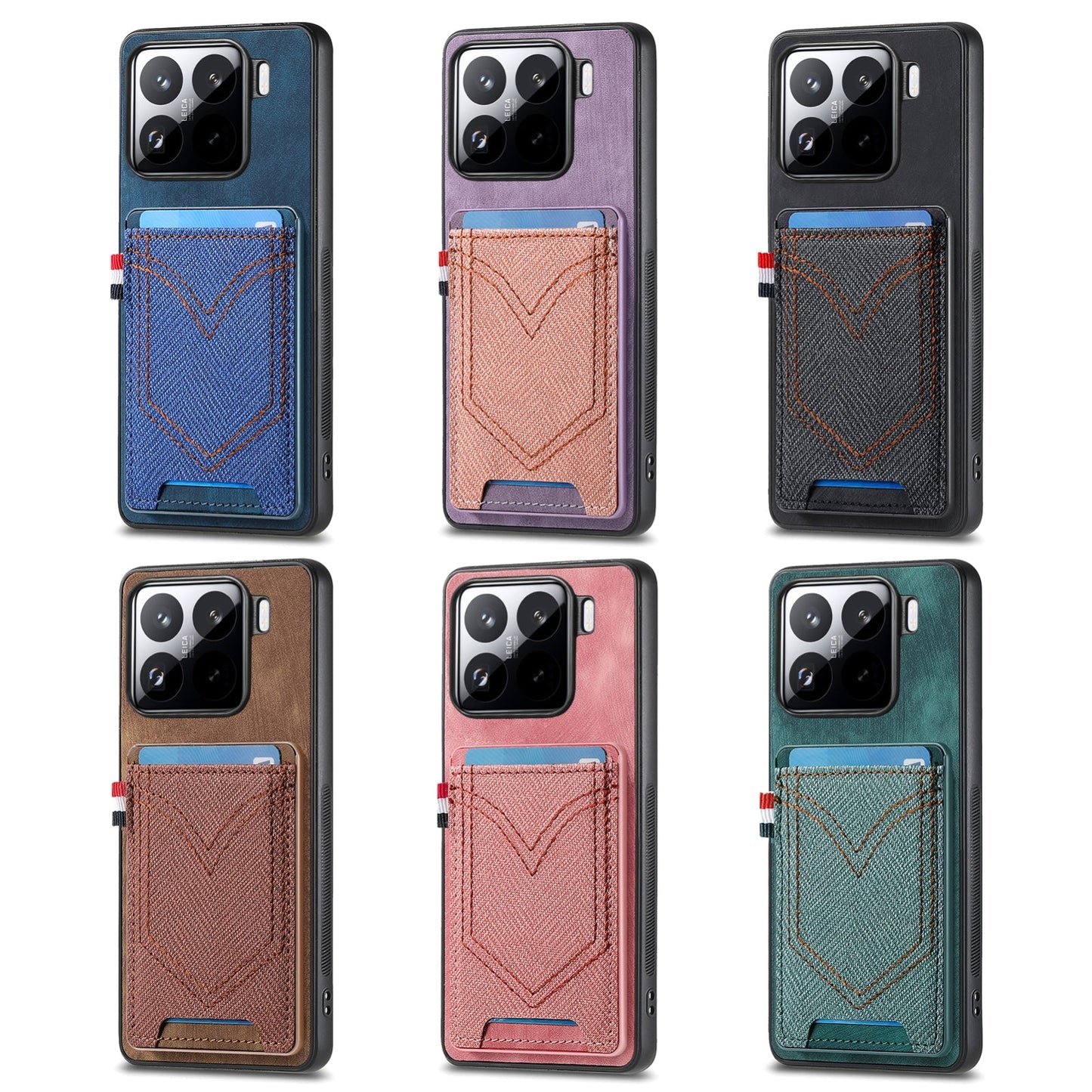 For Xiaomi 15 Pro Denim Texture Leather Skin Phone Case with Card Slot(Black)