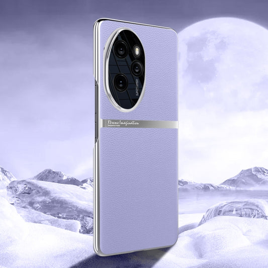 For Honor 100 Pro Electroplating Plain-leather All-inclusive Shockproof Phone Case(Purple)