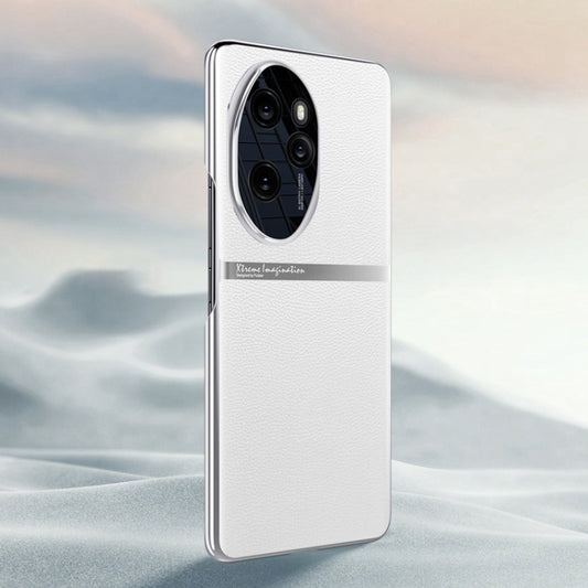 For Honor 100 Pro Electroplating Plain-leather All-inclusive Shockproof Phone Case(White)