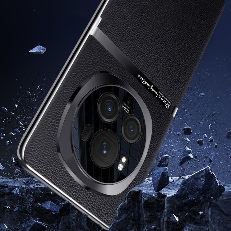 For Honor Magic6 Pro Electroplating Plain-leather All-inclusive Shockproof Phone Case(Purple)