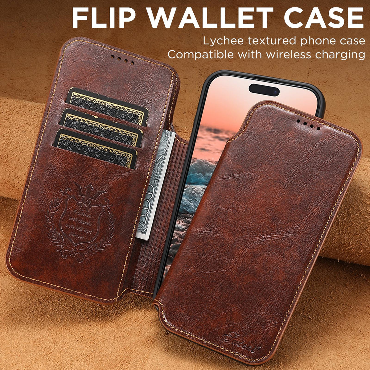 Compatible with iPhone 18 Pro Max Suteni J05 Leather Magnetic MagSafe Phone Case - Khaki