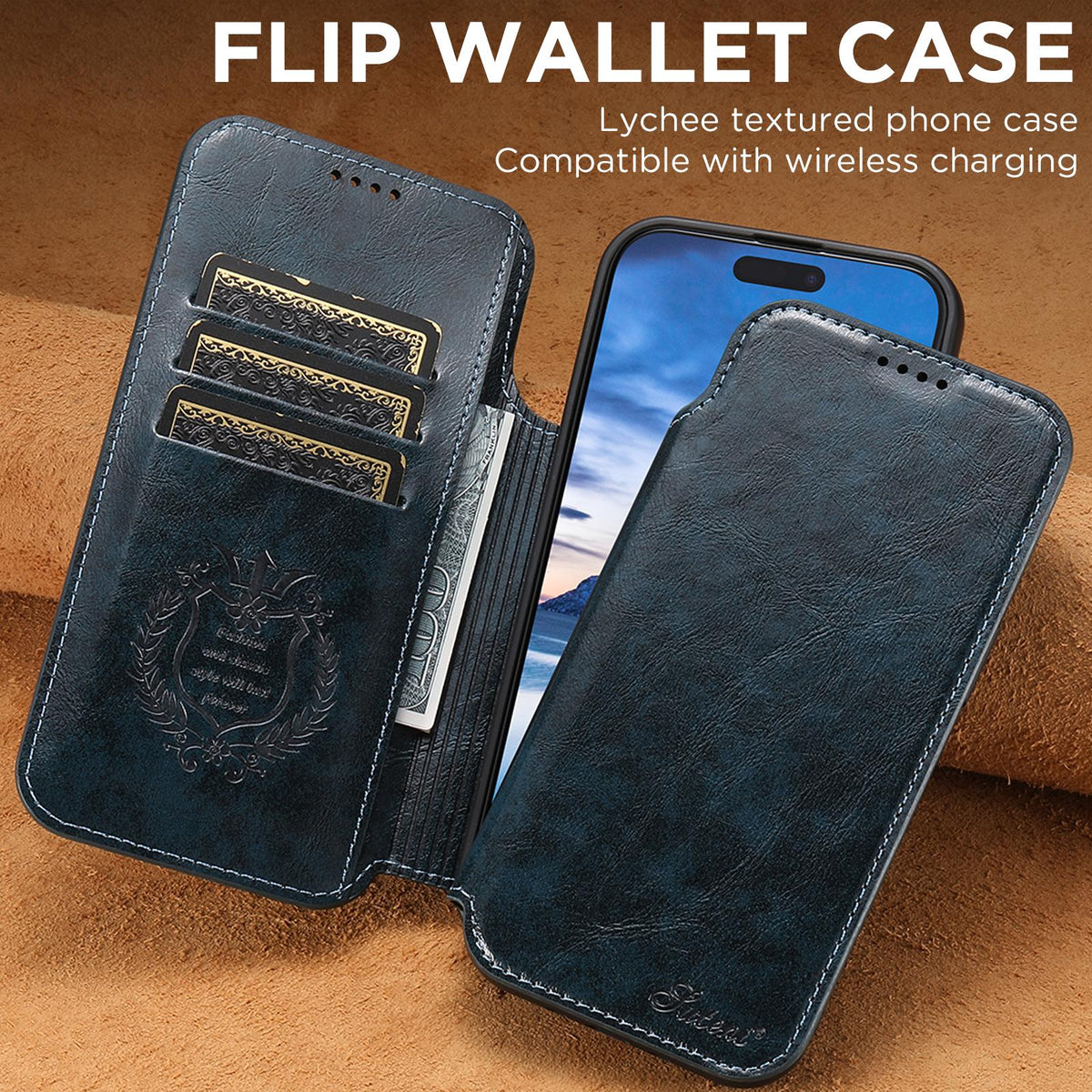 Compatible with iPhone 18 Pro Suteni J05 Leather Magnetic MagSafe Phone Case - Blue