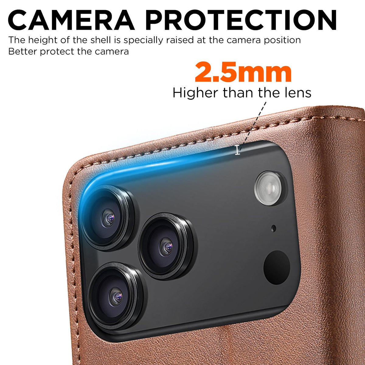 Compatible with iPhone 18 Pro Max Suteni Calf Texture Horizontal Flip Leather Phone Case - Brown