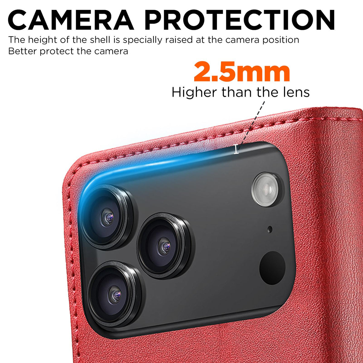 Compatible with iPhone 18 Pro Max Suteni Calf Texture Horizontal Flip Leather Phone Case - Red