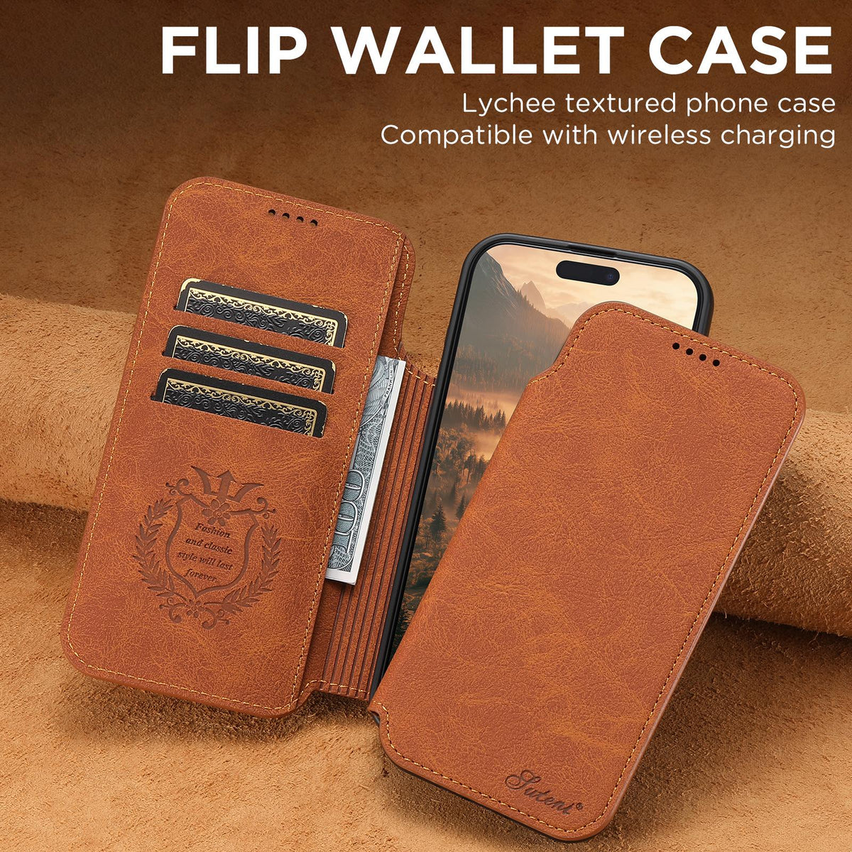 Compatible with iPhone 18 Pro Max Suteni J06 Retro Matte Litchi Texture Leather MagSafe Phone Case - Khaki