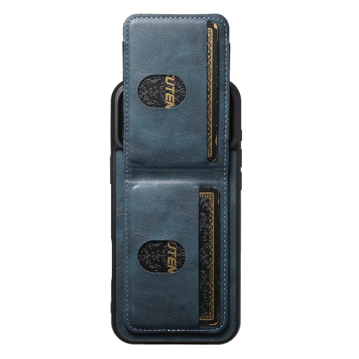 Compatible with iPhone 18 Pro Max Suteni H03 Oil Wax Leather Wallet Stand Back Phone Case - Blue