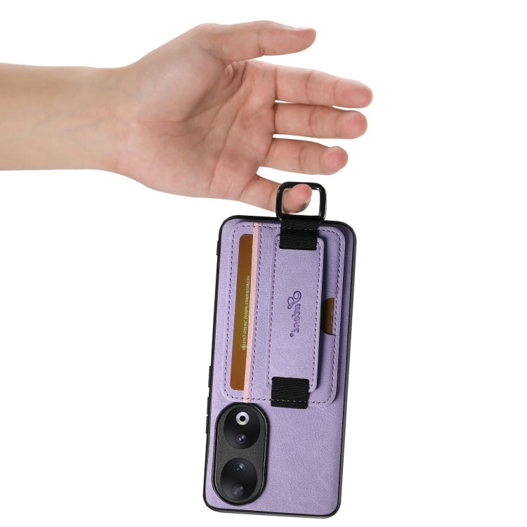 For Honor 60 Suteni H13 Litchi Leather Wrist Strap Wallet Back Phone Case(Purple)