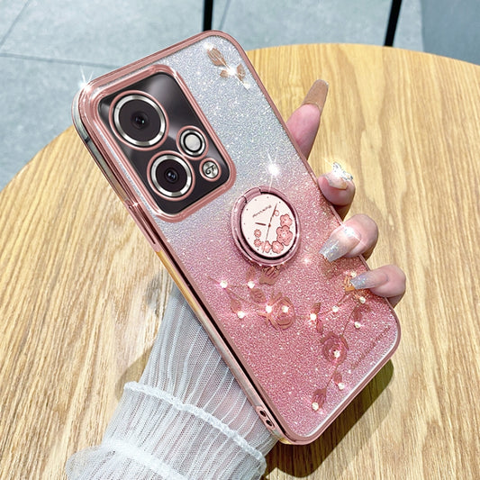For Honor 90 GT Gradient Glitter Immortal Flower Ring All-inclusive Phone Case(Pink)