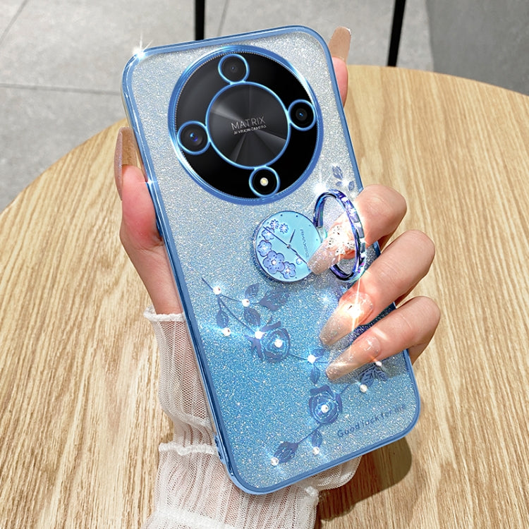 For Honor X9b Gradient Glitter Immortal Flower Ring All-inclusive Phone Case(Pink)