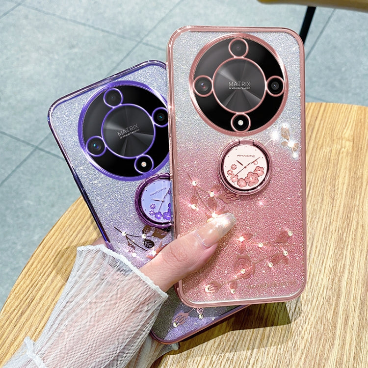 For Honor X9b Gradient Glitter Immortal Flower Ring All-inclusive Phone Case(Pink)