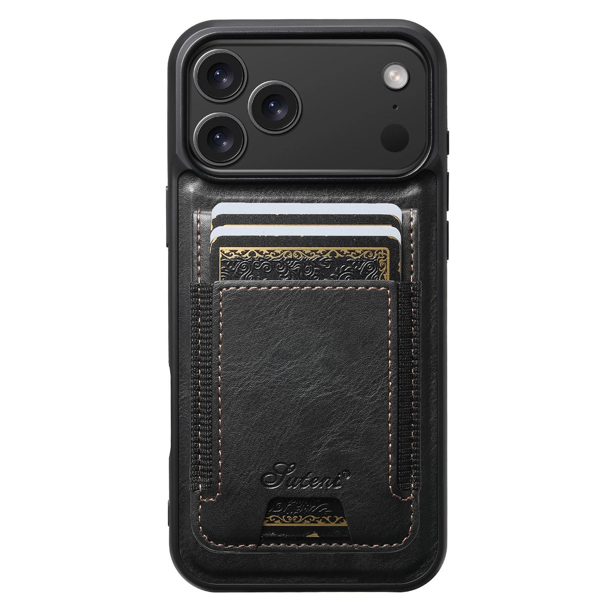 Compatible with iPhone 18 Pro Max Suteni H17 Oil Eax Leather MagSafe Detachable Wallet Phone Case - Black
