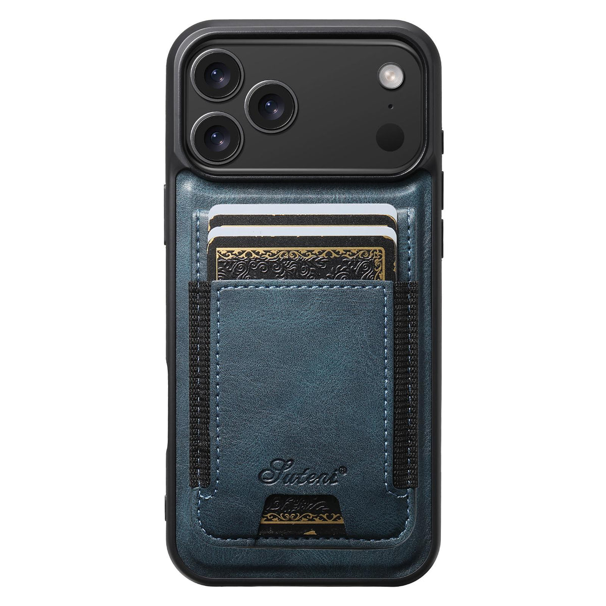 Compatible with iPhone 18 Pro Max Suteni H17 Oil Eax Leather MagSafe Detachable Wallet Phone Case - Blue