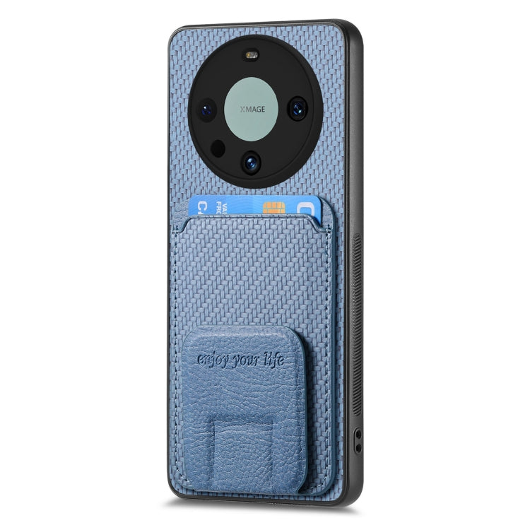 For Honor Magic4 5G Carbon Fiber Card Bag Fold Stand Phone Case(Blue)