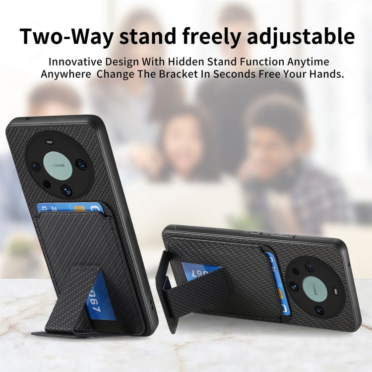For Honor X9A Carbon Fiber Card Bag Fold Stand Phone Case(Black)