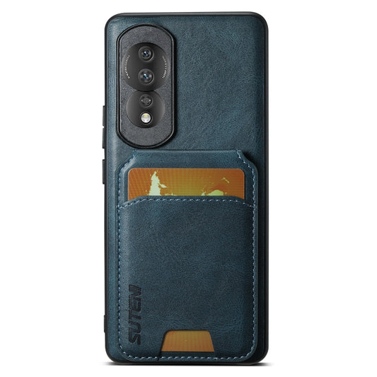 For Honor 80 Suteni H02 Leather Wallet Stand Back Phone Case(Blue)
