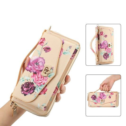 For Samsung Galaxy S24 5G Flower Multi-functional Crossbody Zipper Wallet Leather Phone Case(Yellow)