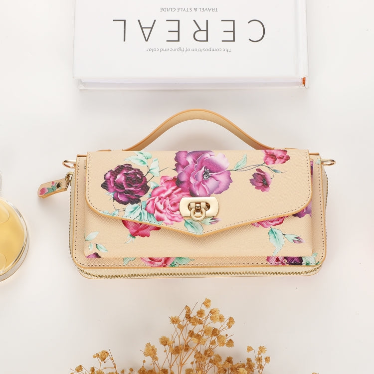 For Samsung Galaxy S24 5G Flower Multi-functional Crossbody Zipper Wallet Leather Phone Case(Yellow)