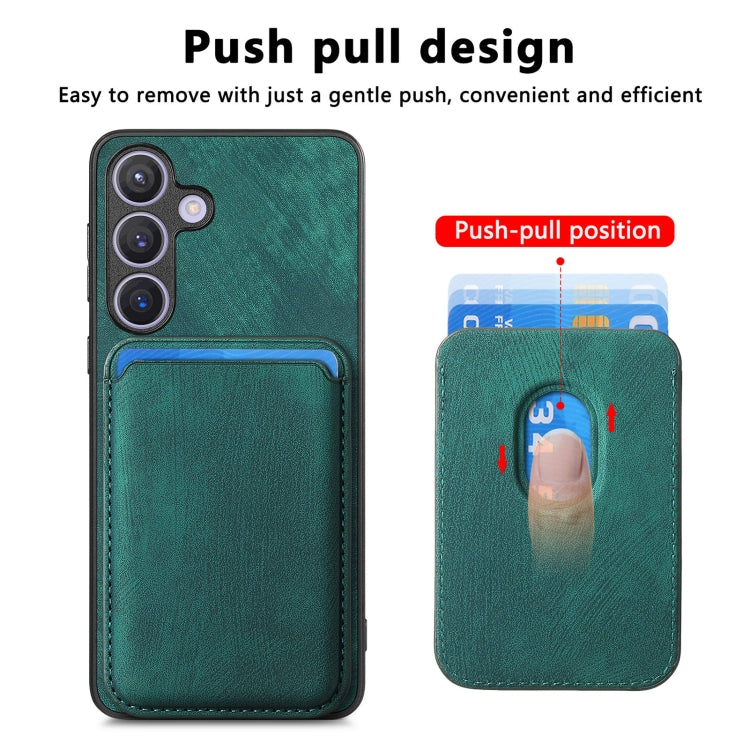 For Samsung Galaxy S24 5G Retro Leather Card Bag Magnetic Phone Case(Green)