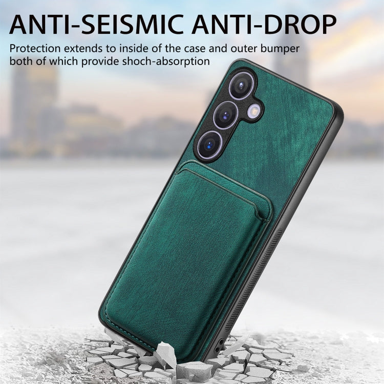 For Samsung Galaxy S24 5G Retro Leather Card Bag Magnetic Phone Case(Green)