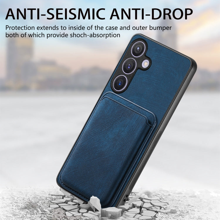 For Samsung Galaxy S24 5G Retro Leather Card Bag Magnetic Phone Case(Blue)