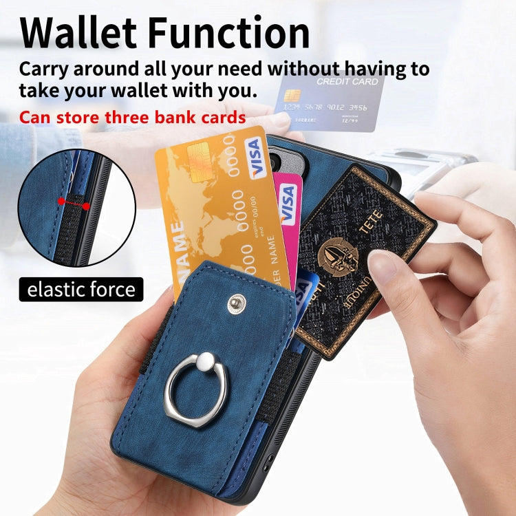 For Samsung Galaxy S24 5G Retro Skin-feel Ring Card Wallet Phone Case(Blue)