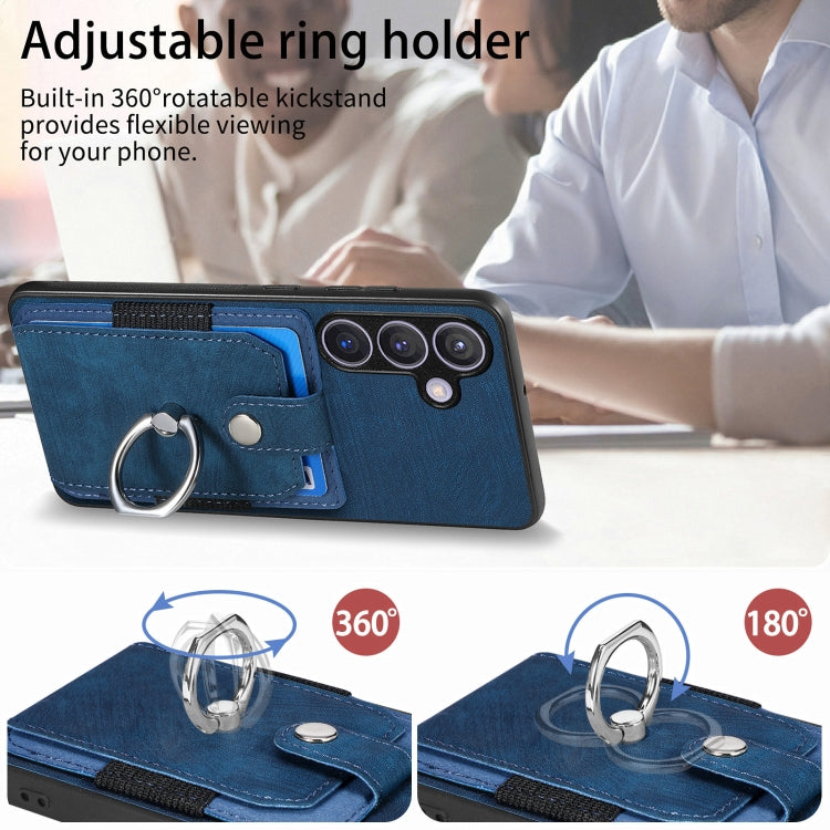 For Samsung Galaxy S24 5G Retro Skin-feel Ring Card Wallet Phone Case(Blue)
