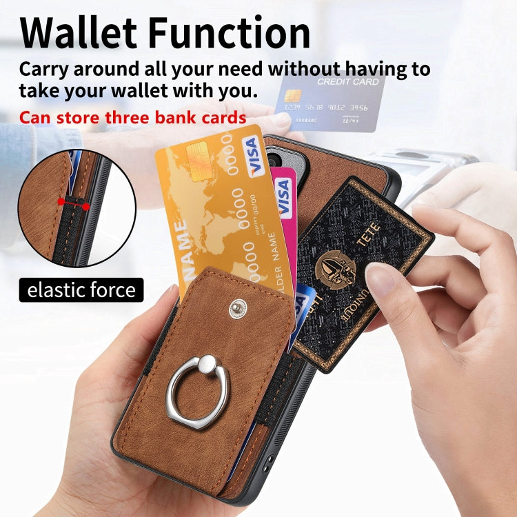 For Samsung Galaxy S24 5G Retro Skin-feel Ring Card Wallet Phone Case(Brown)