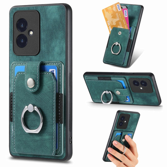 For Honor 100 Retro Skin-feel Ring Card Wallet Phone Case(Green)