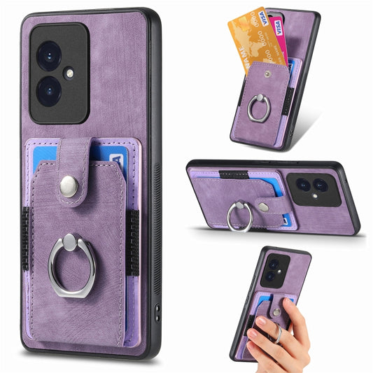 For Honor 100 Retro Skin-feel Ring Card Wallet Phone Case(Purple)