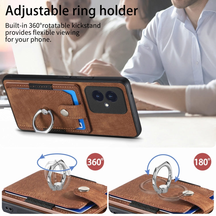 For Honor 100 Retro Skin-feel Ring Card Wallet Phone Case(Brown)