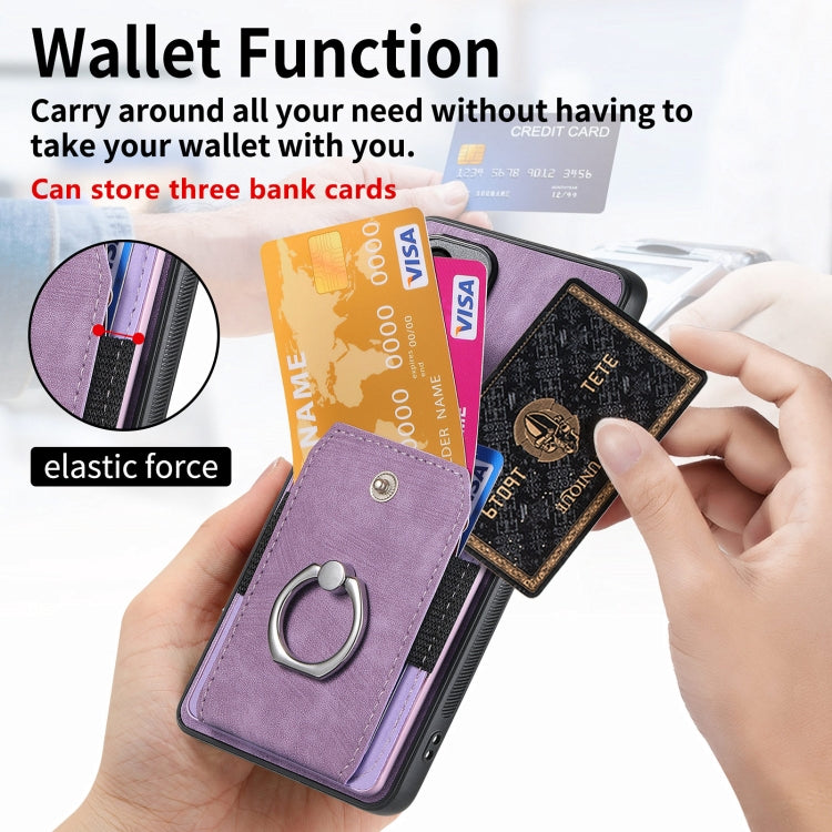 For Honor X9b Retro Skin-feel Ring Card Wallet Phone Case(Purple)