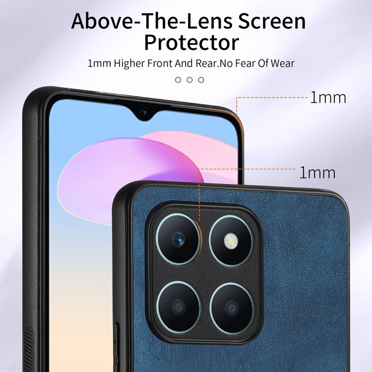 For Honor X6a Retro Skin-feel Ring Card Wallet Phone Case(Blue)