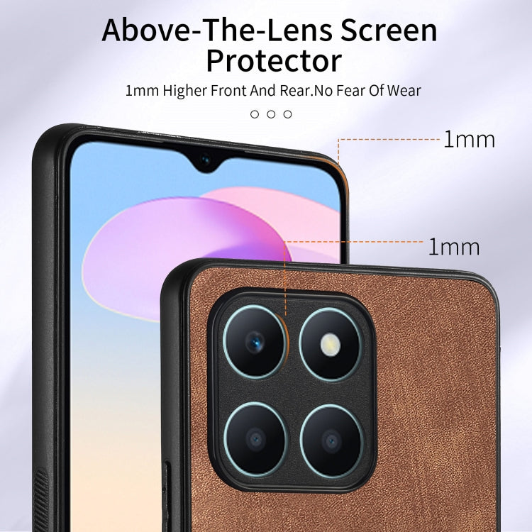 For Honor X6a Retro Skin-feel Ring Card Wallet Phone Case(Brown)