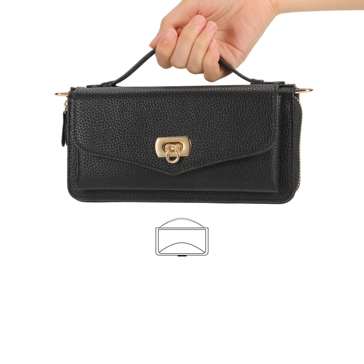 For Samsung Galaxy S24 5G Crossbody Multi-functional Zipper Wallet Litchi Leather Phone Case(Black)