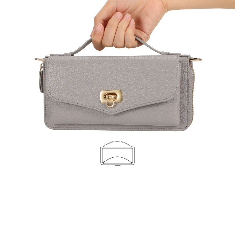 For Samsung Galaxy S24 5G Crossbody Multi-functional Zipper Wallet Litchi Leather Phone Case(Grey)