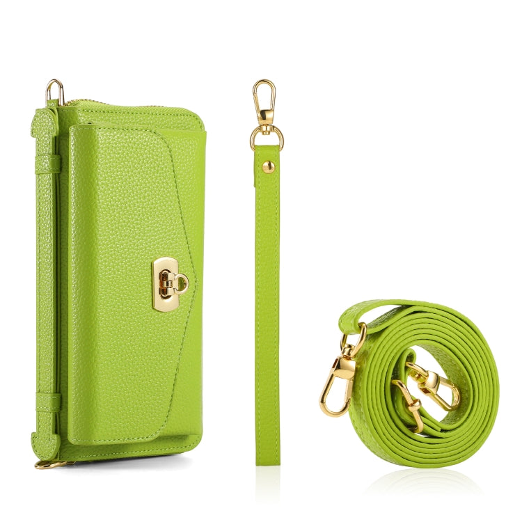 For Samsung Galaxy S24 5G Crossbody Multi-functional Zipper Wallet Litchi Leather Phone Case(Green)