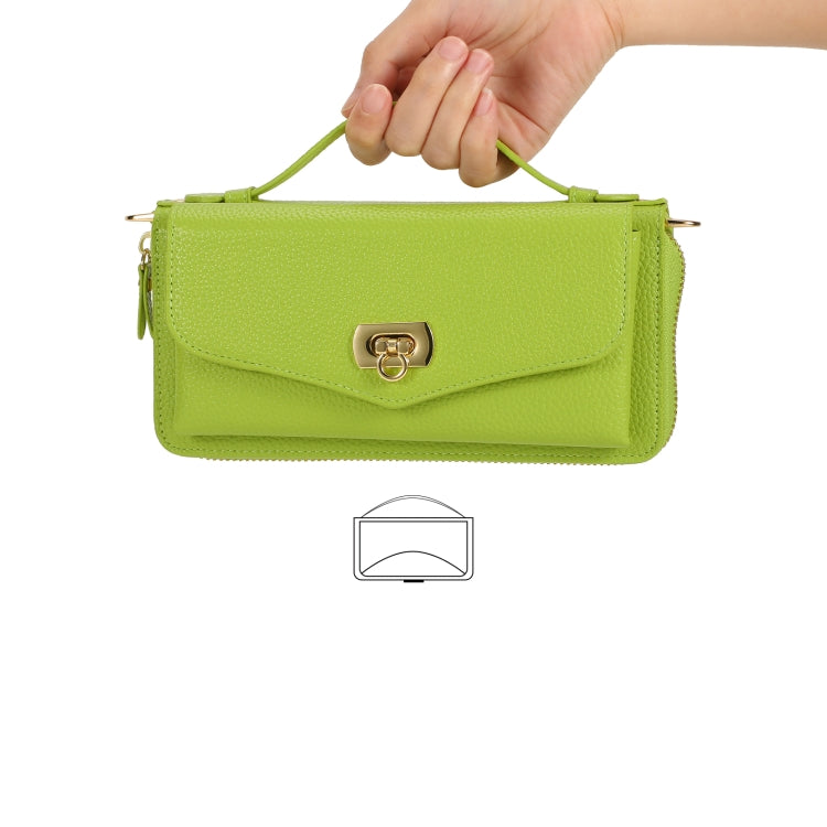 For Samsung Galaxy S24 5G Crossbody Multi-functional Zipper Wallet Litchi Leather Phone Case(Green)