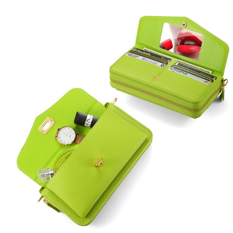 For Samsung Galaxy S24 5G Crossbody Multi-functional Zipper Wallet Litchi Leather Phone Case(Green)