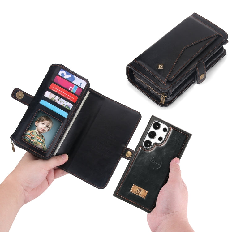 For Samsung Galaxy S24 5G Multi-functional Zipper Wallet Leather Phone Case(Black)