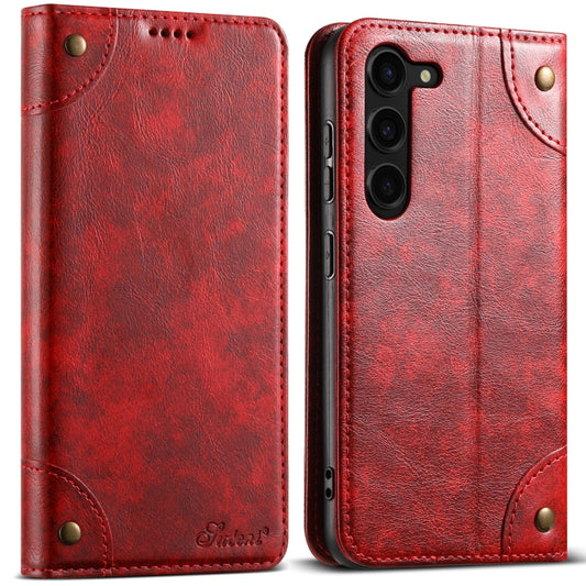 For Samsung Galaxy S24 5G Suteni Baroque Calf Texture Buckle Wallet Leather Phone Case(Red)