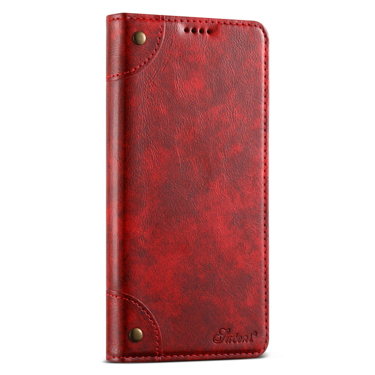 For Samsung Galaxy S24 5G Suteni Baroque Calf Texture Buckle Wallet Leather Phone Case(Red)