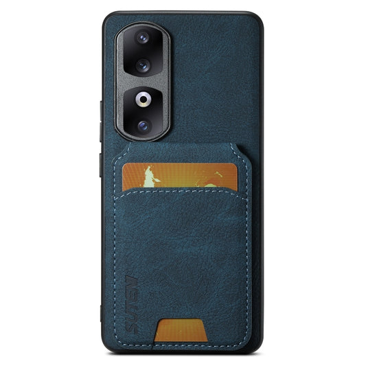 For  Honor 70 Suteni H02 Litchi Leather Card Wallet Stand Back Phone Case(Blue)