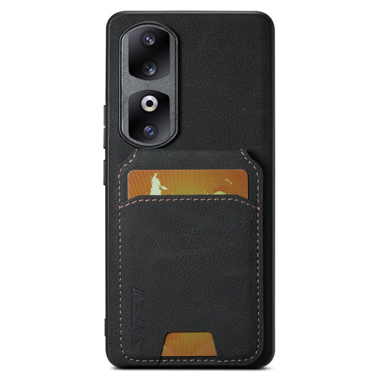 For  Honor 70 Pro Suteni H02 Litchi Leather Card Wallet Stand Back Phone Case(Black)