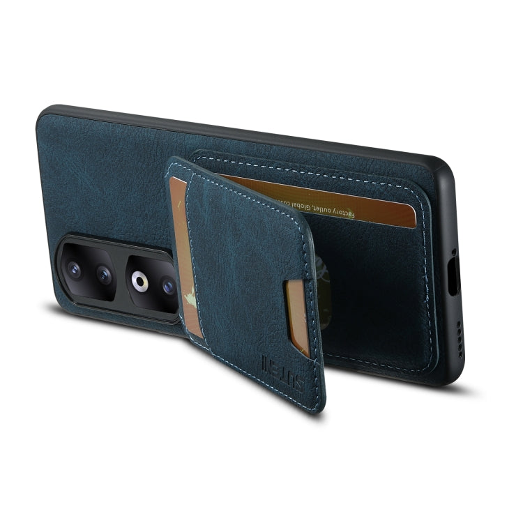 For  Honor 60 Pro Suteni H02 Litchi Leather Card Wallet Stand Back Phone Case(Blue)